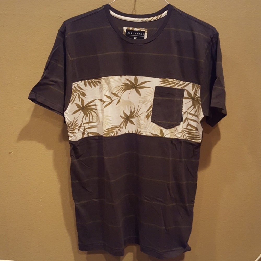 Billabong floral striped pocket tee