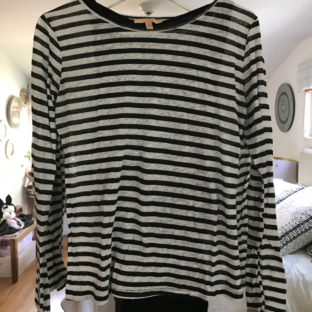 Zara Black and white Striped Long Sleeve