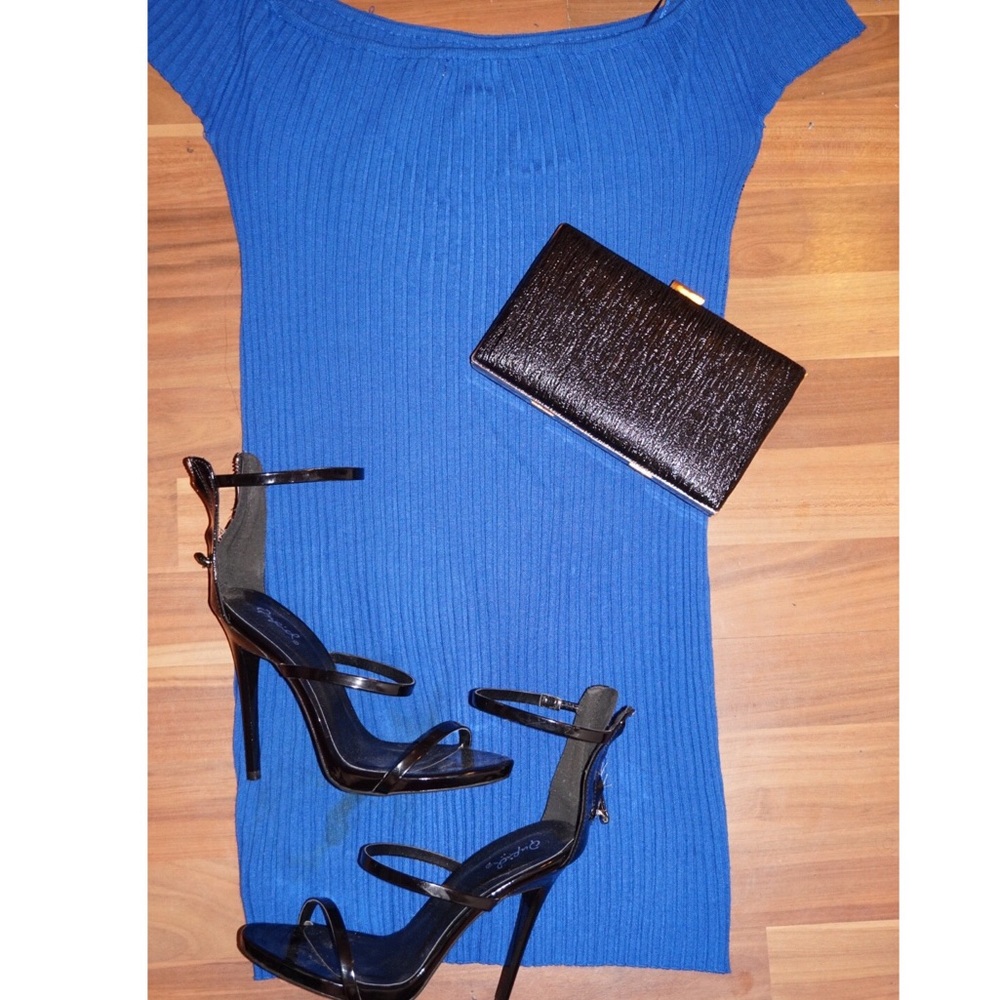 Blue off the shoulder dress