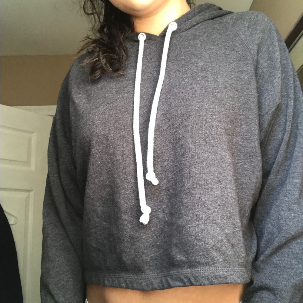 Gray/Black Cropped Hoodie