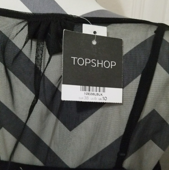 Topshop Mesh Overlay Dress* Black - Picture 3 of 6