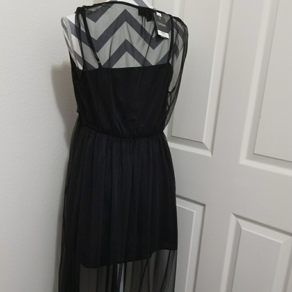 Topshop Mesh Overlay Dress* Black - Picture 4 of 6