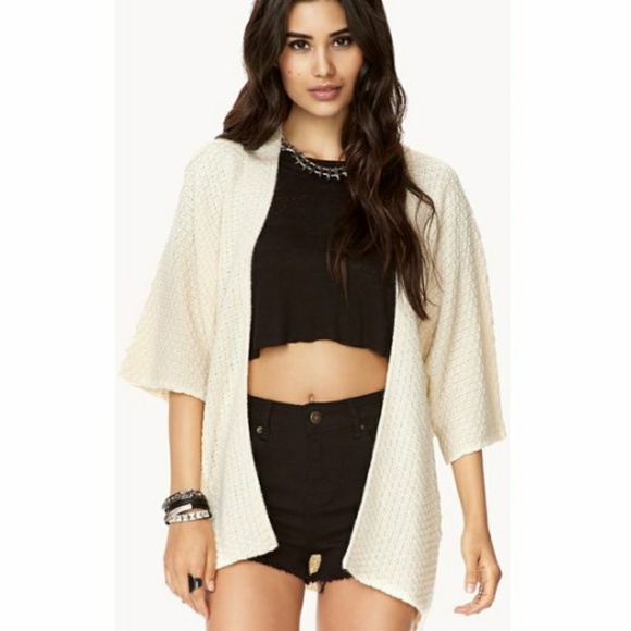 Cream knit open front cardigan - Picture 2 of 5