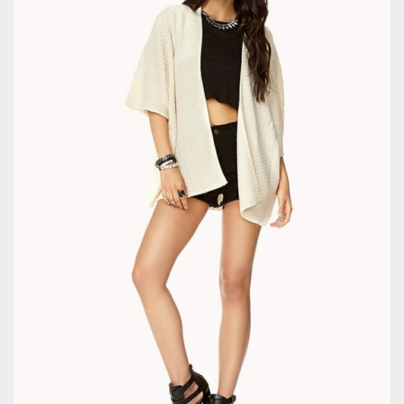 Cream knit open front cardigan - Picture 3 of 5