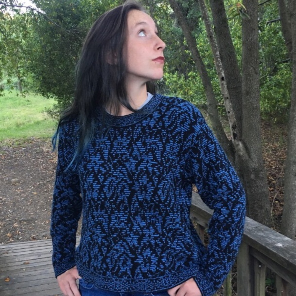 Knit blue and black sweater
