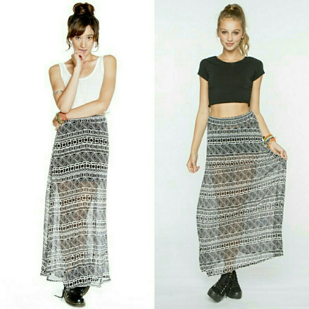 Brandy Melville sheer tribal print Maxine skirt