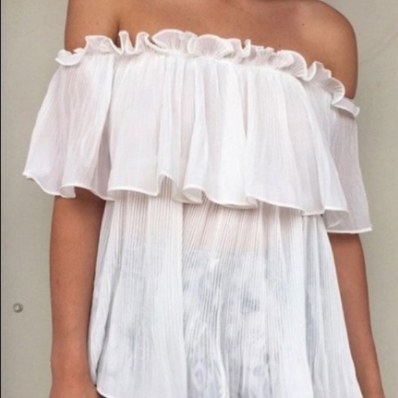 π¦ WHITE SHEER OF THE SHOULDER BLOUSE π¦ - Picture 5 of 7