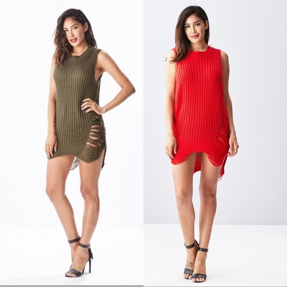 SALE!!! RED OR OLIVE DESTROYED SLEEVELESS - Picture 2 of 8