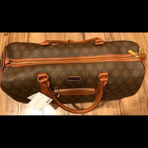 adrienne vittadini embossed signature duffle