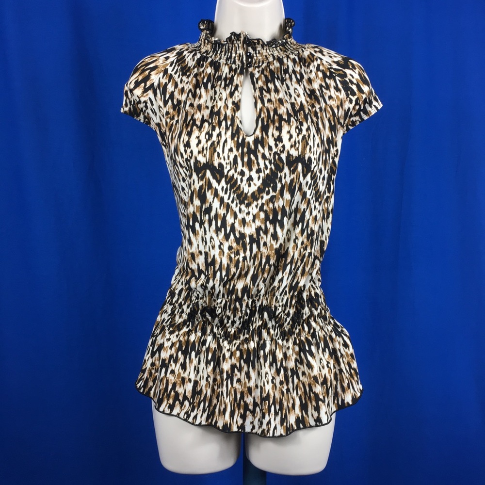 Essentials Leopard Cap Sleeve Blouse Stretch Large