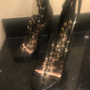 Bebe Black Cadee Rope Sandals