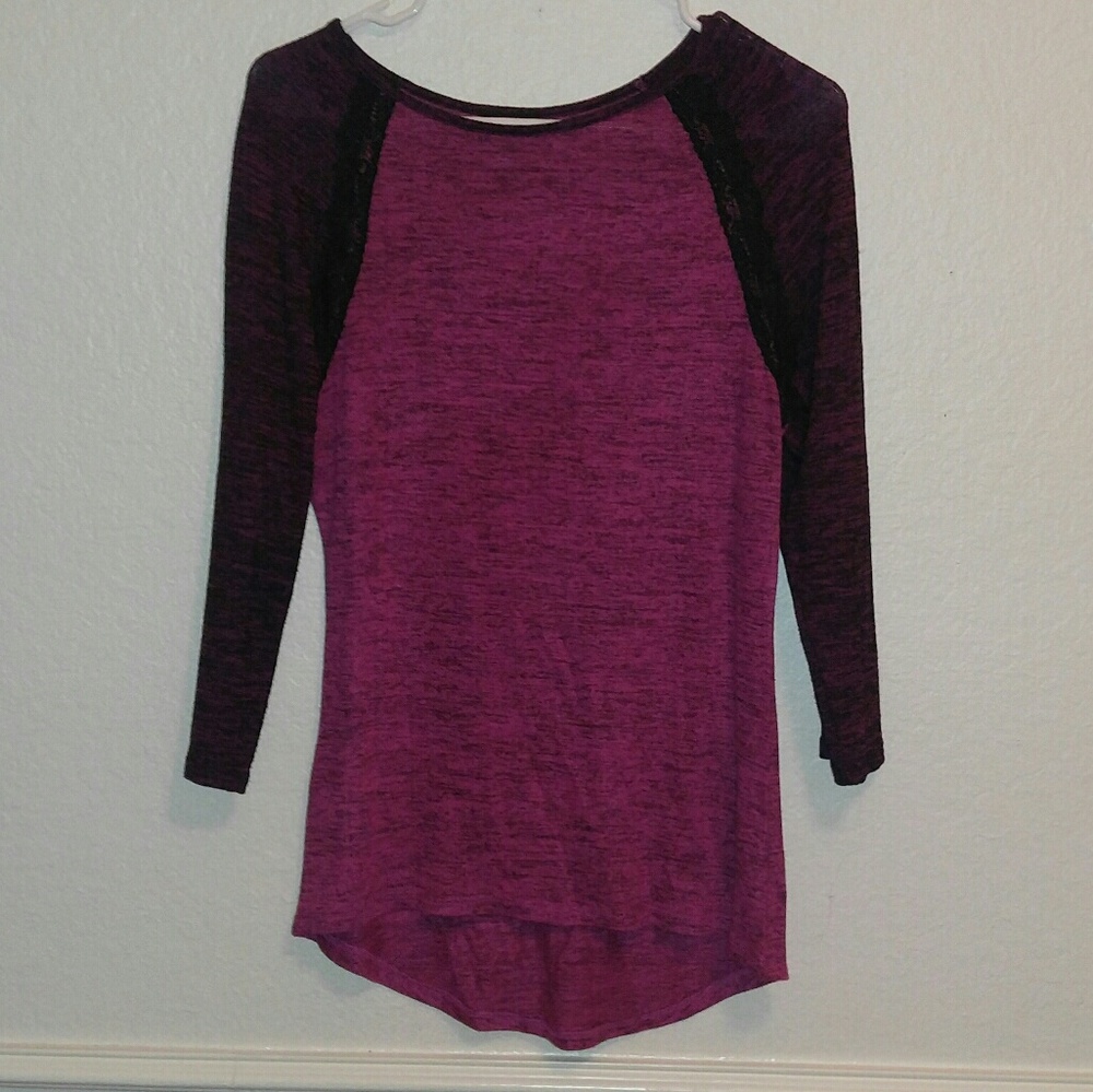 Rue 21 Purple Black Lace Long Sleeve