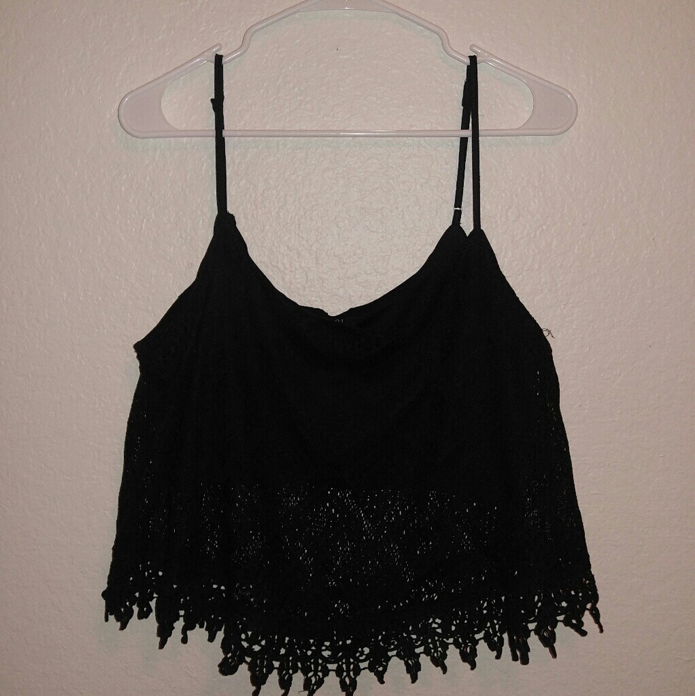 Rue 21 Black Lace Crop Top