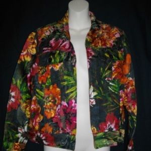 Multicolored Chico's Floral Silk Open Jacket XS 0