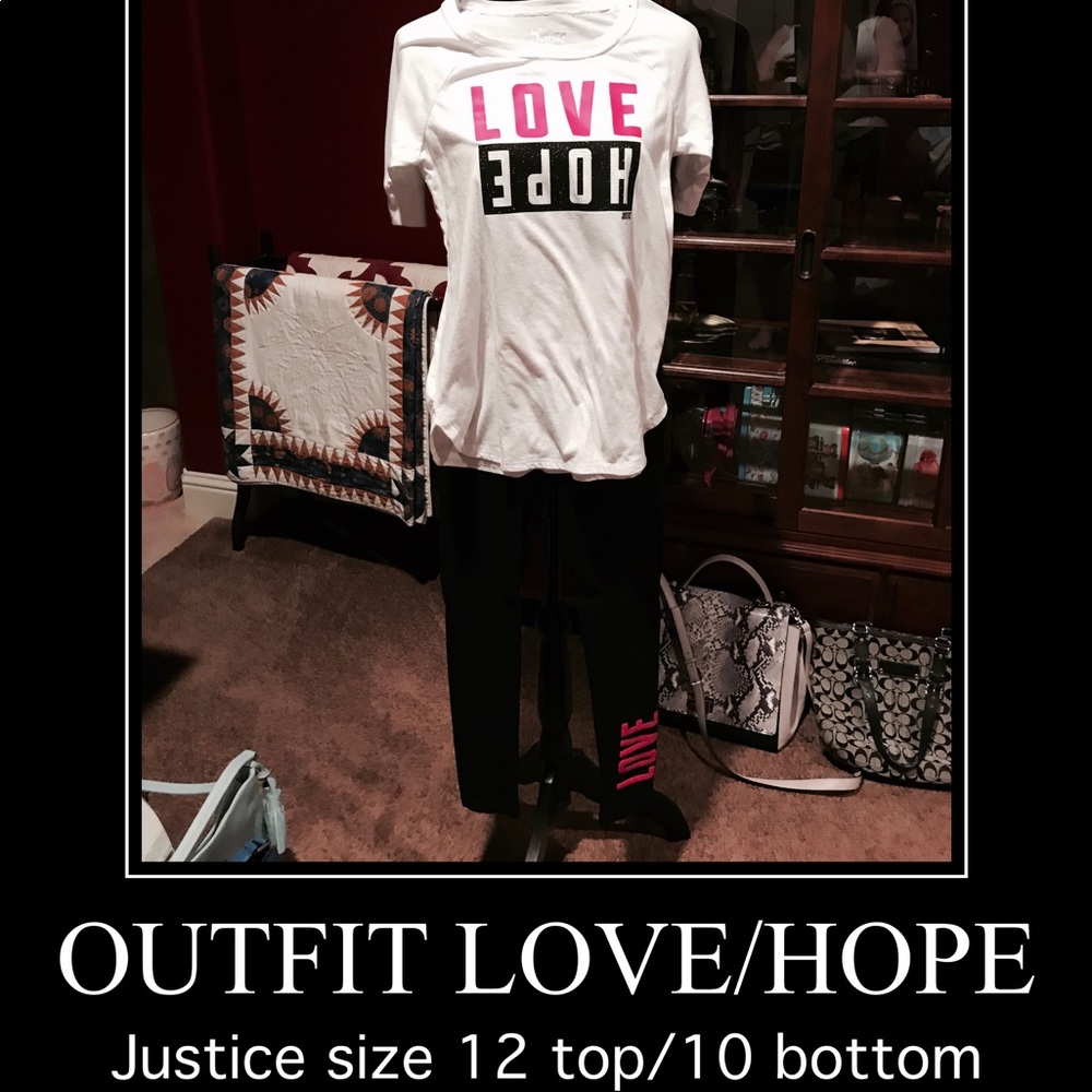 A Justice outfit leggings and shirt Size 12/10.