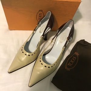 Tods ladies brown and cream heels