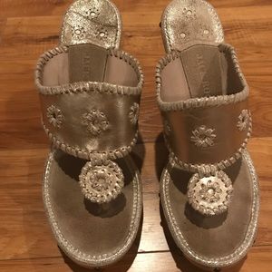 Jack Rogers Wedges Platinum Metallic Size 10