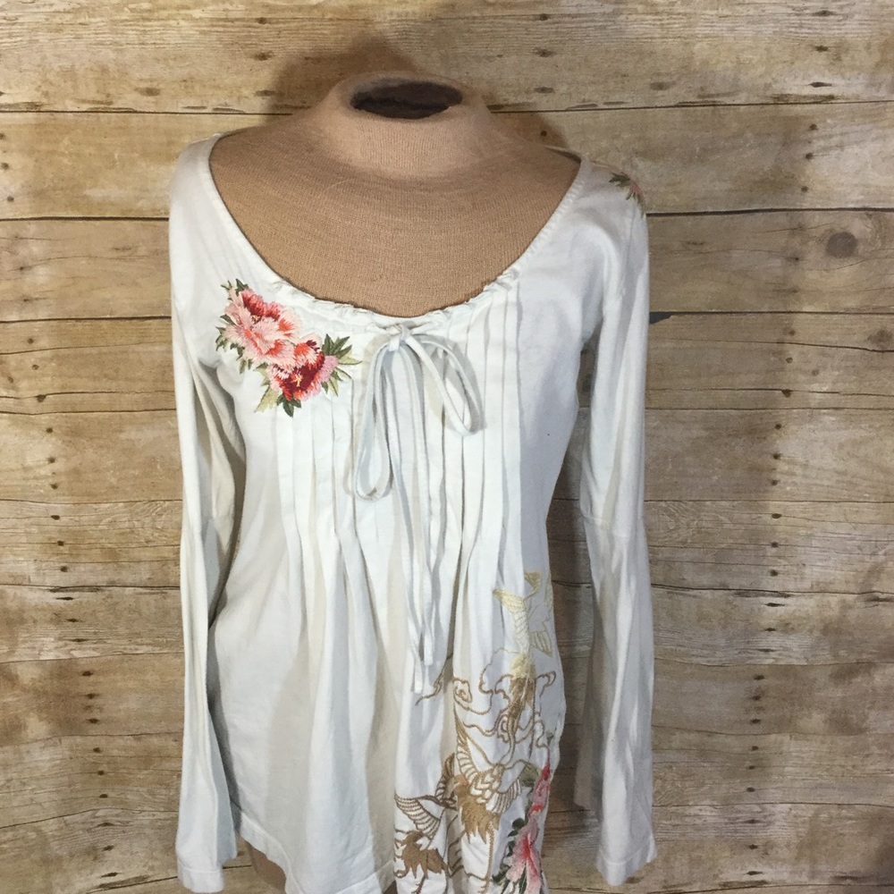 JOHNNY WAS TUNIC EMBROIDERED TOP L/S JWLA Size SM