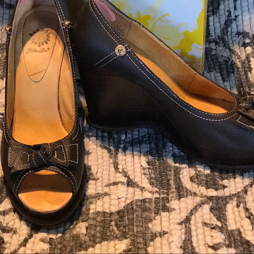 Yellow Box Leather Wedges