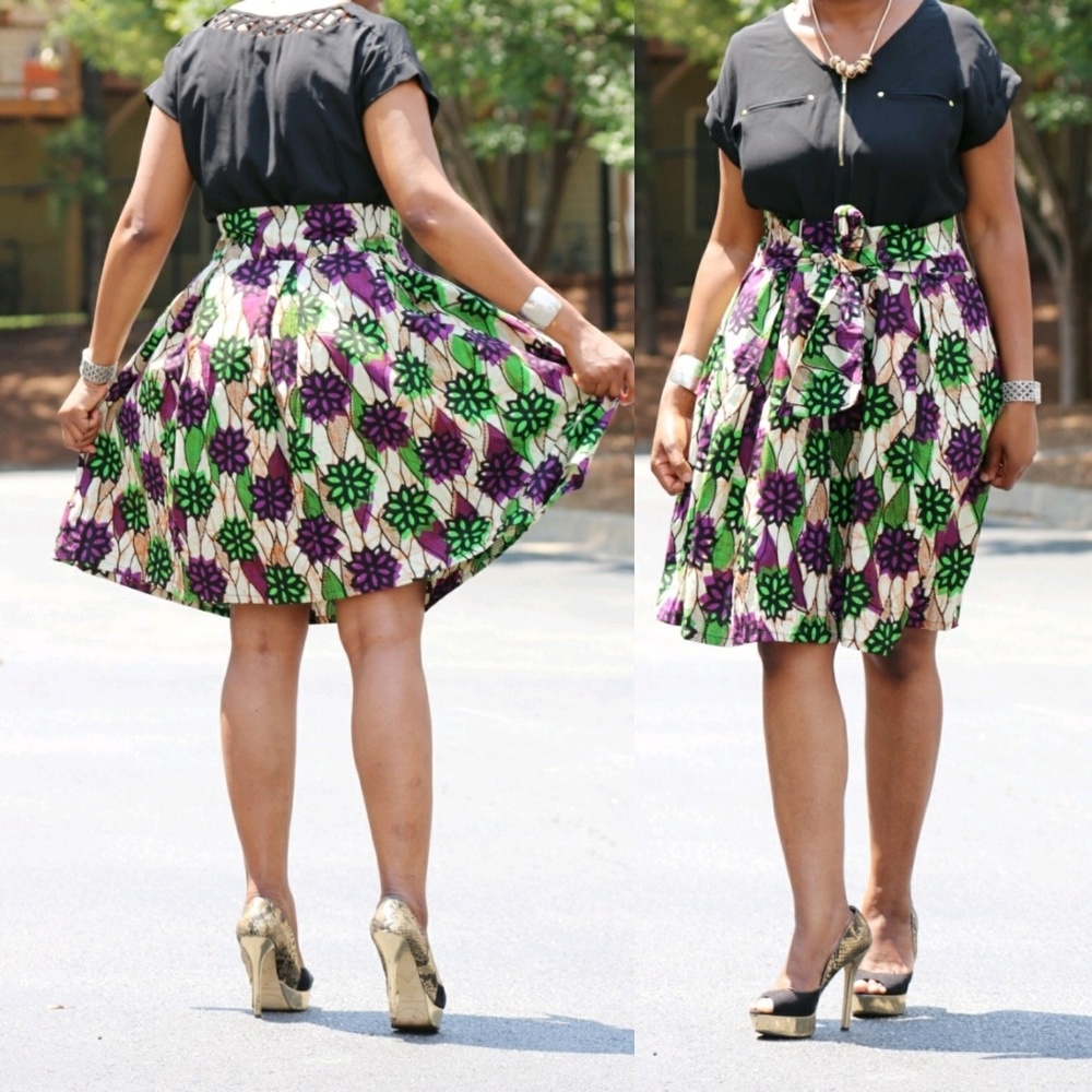 Pleated African print skirt