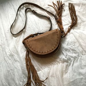 Faux Suede Crossbody Saddlebag