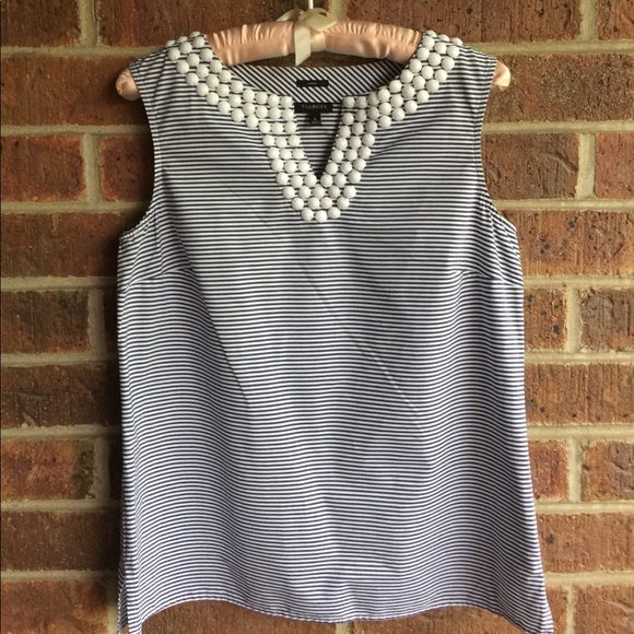 Talbots Tops - Talbots white beaded neckline top size 6
