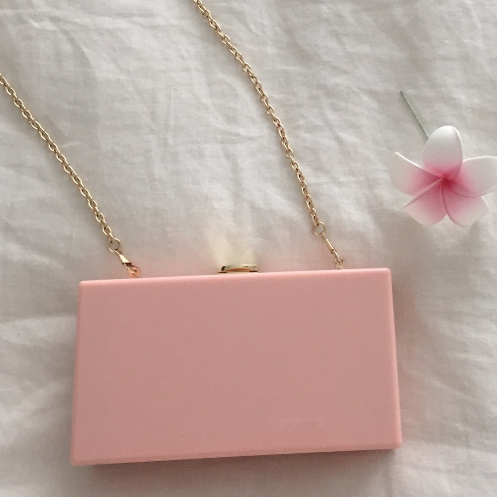 Natasha Couture Pink Resin Box Clutch