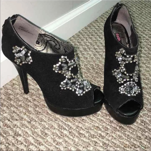 Rhinestone Black Heels (6) - Picture 1 of 3