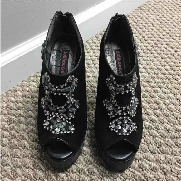 Rhinestone Black Heels (6) - Picture 3 of 3