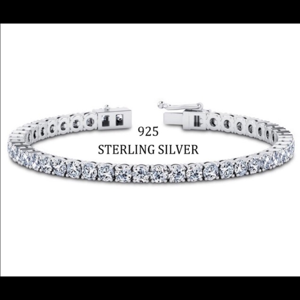 ISO STERLING SILVER TENNIS BRACELET - Picture 1 of 1