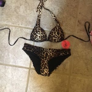 Leopard Print Bikini Top and Bottom