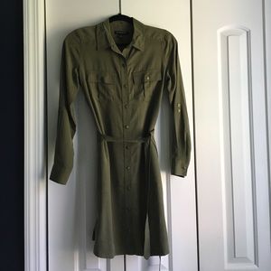 Banana republic Military green button up dress