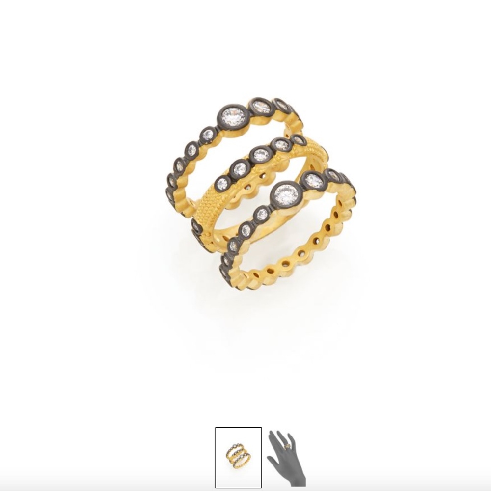 Freida Rothman Triple Crystal Bezel Stack Rings
