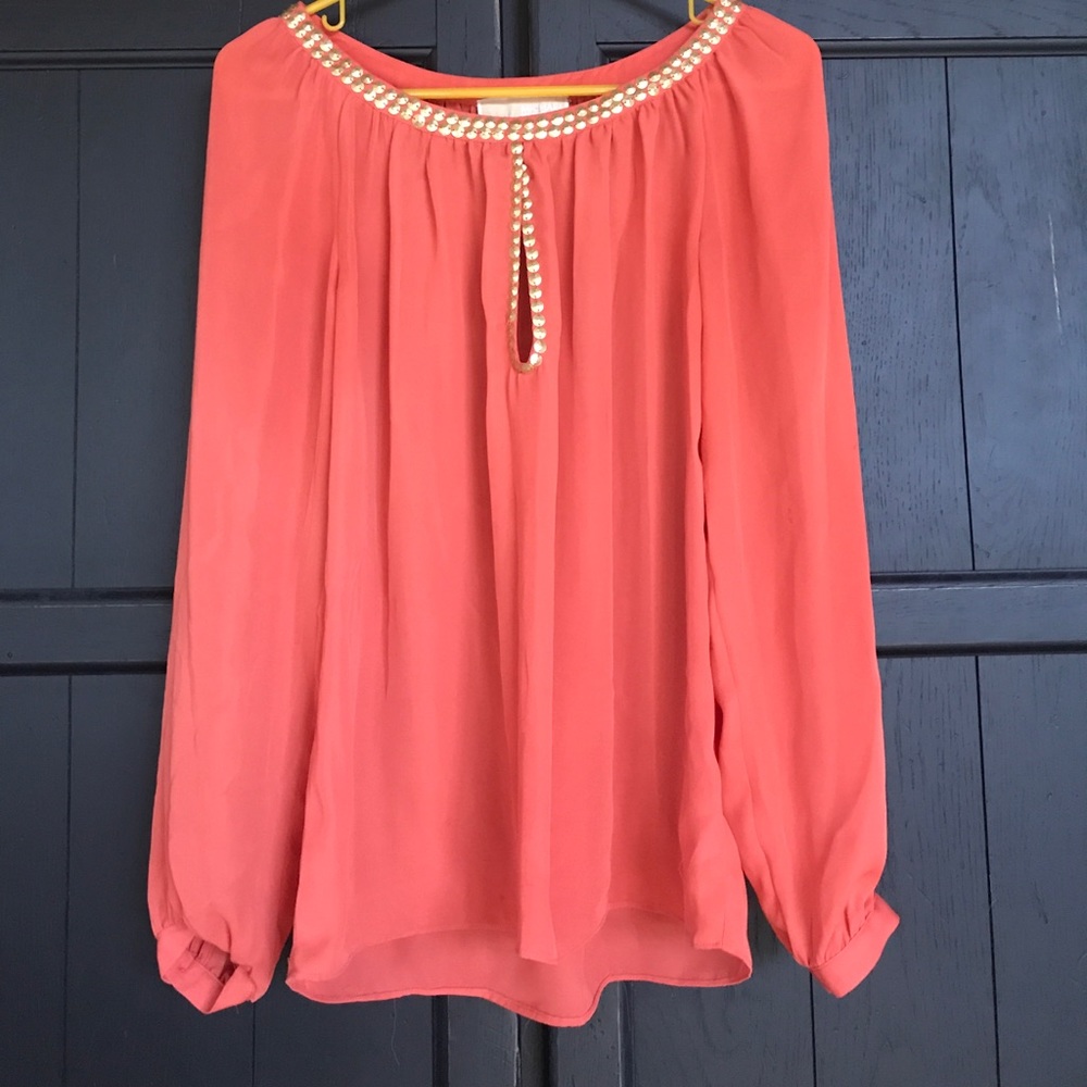 Michael KORS Orange and Gold Boho Top