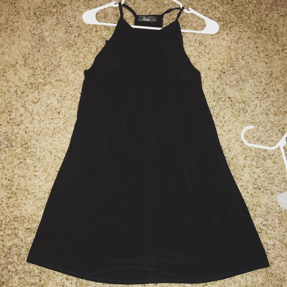 Black halter top dress