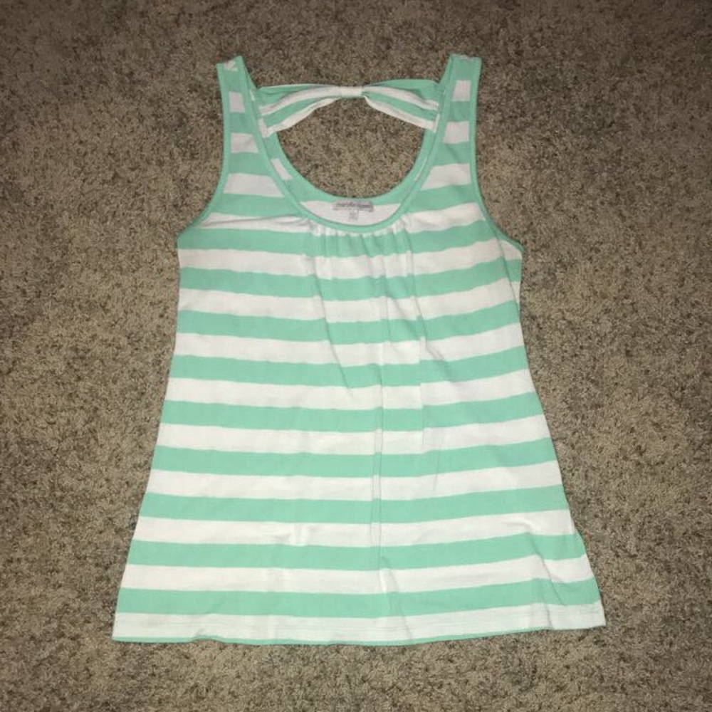 Teal and white stripped tank top