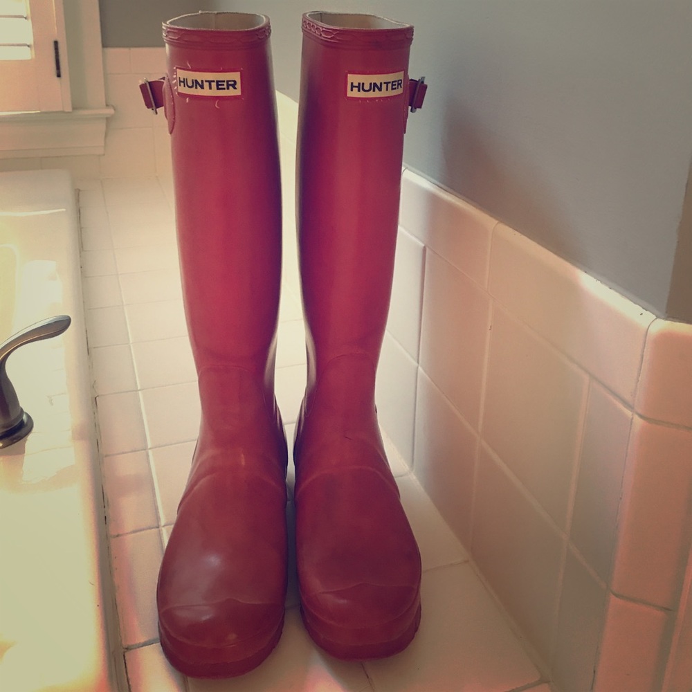 Red Hunter rain boots