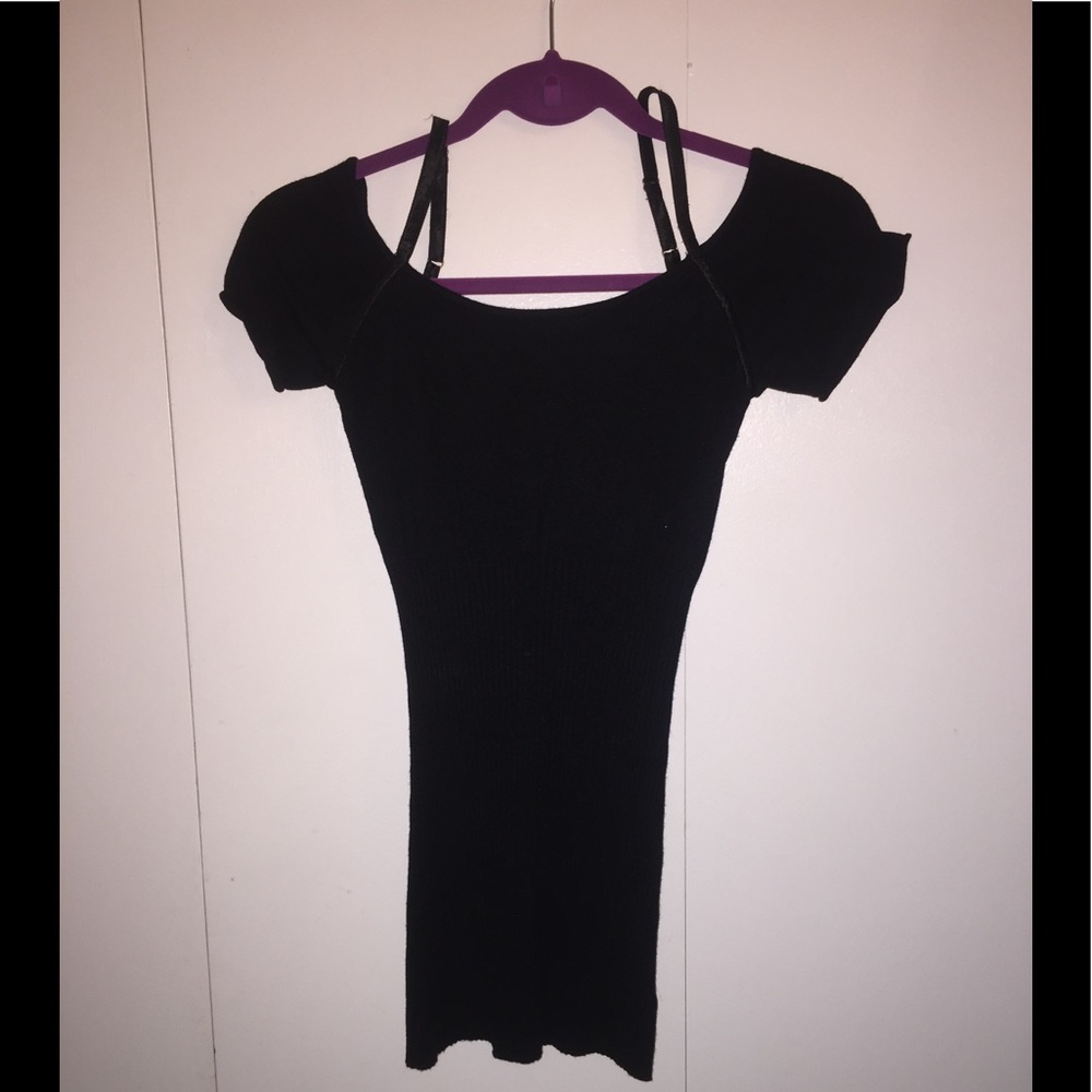 Black Guess Cap Sleeve Sweater