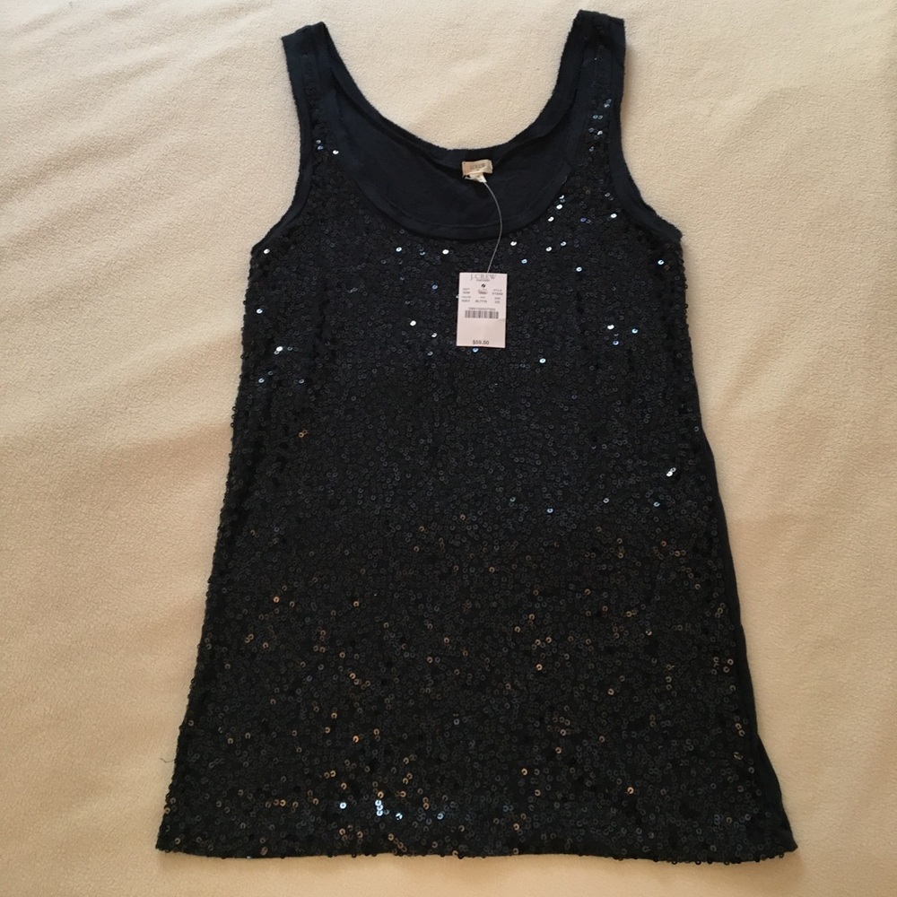NWT J Crew Sequined Navy Tank Top - J Crew Factory