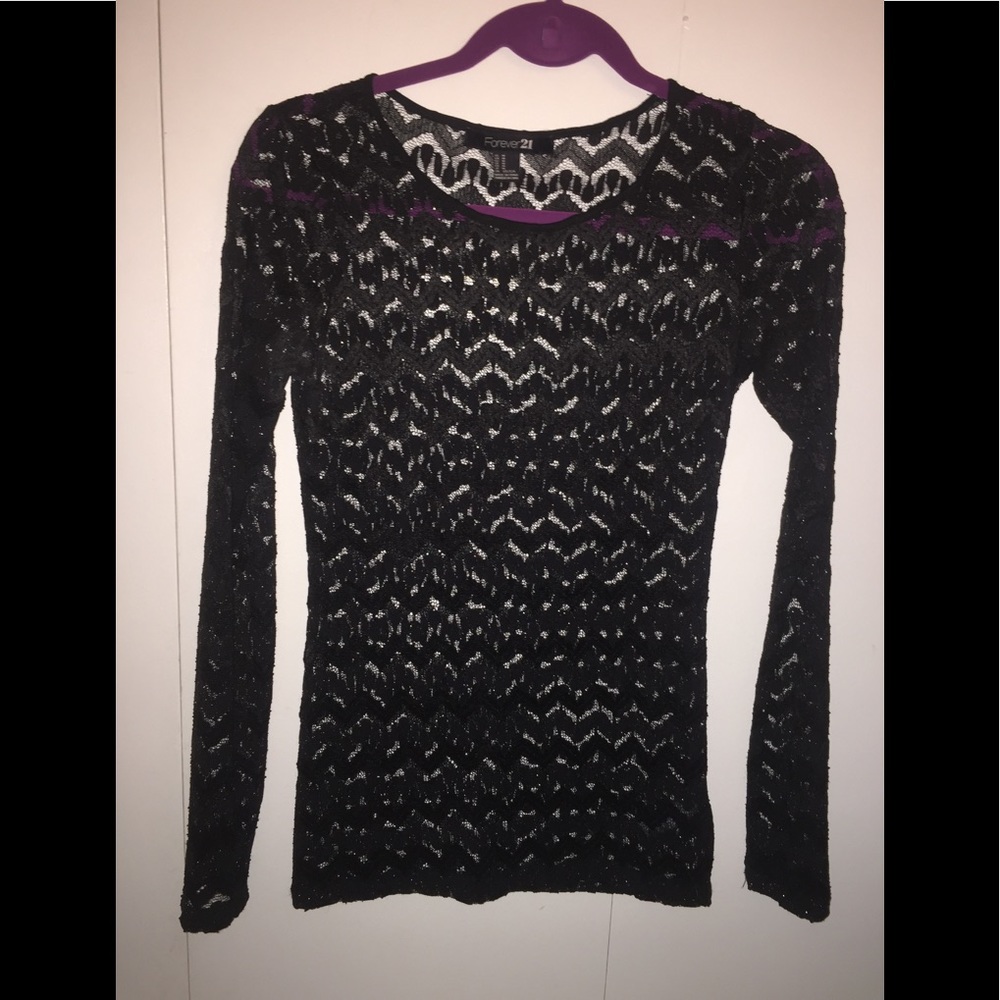 Black Lace Long sleeve T-Shirt