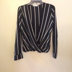 Honey Punch Black & White Striped Blouse