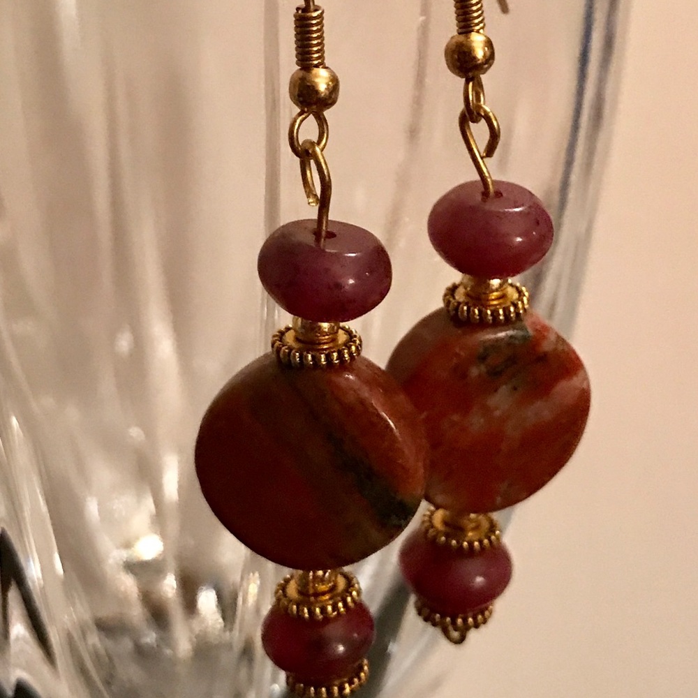 Handmade Serpentine Dangle Earrings 1.5" Long