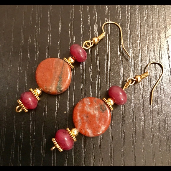 Handmade Serpentine Dangle Earrings 1.5" Long - Picture 4 of 6