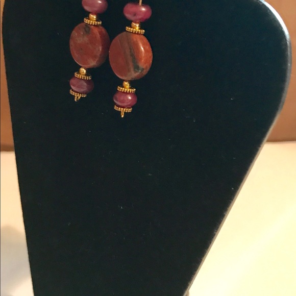 Handmade Serpentine Dangle Earrings 1.5" Long - Picture 6 of 6