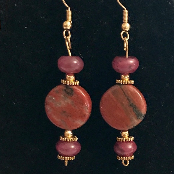 Handmade Serpentine Dangle Earrings 1.5" Long - Picture 2 of 6