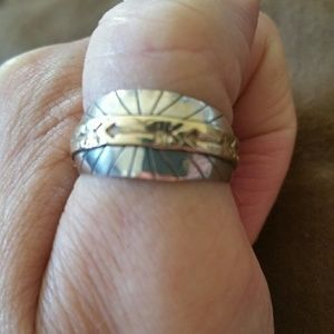 Vintage Real Sterling Silver &14k Gold Ring