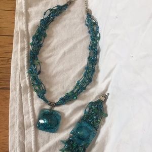 Silk and glass statement necklace/bracelet