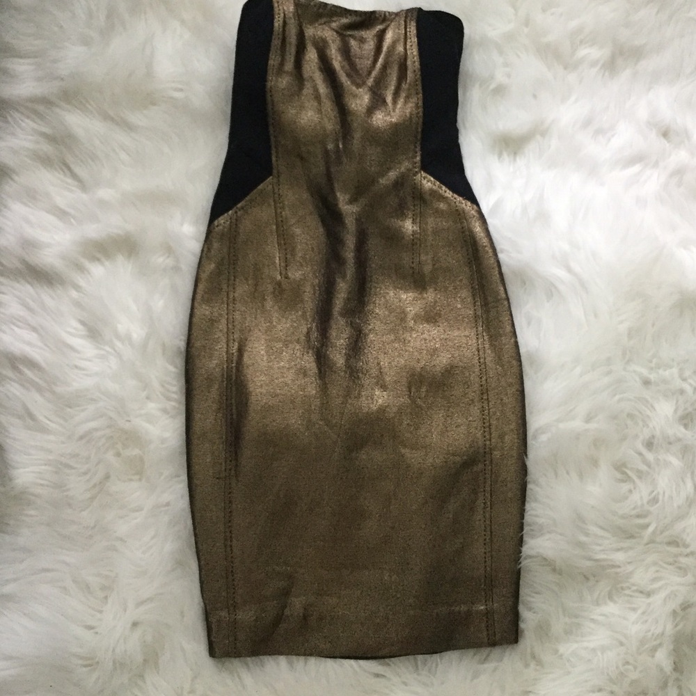 Strapless Tory Burch dress.