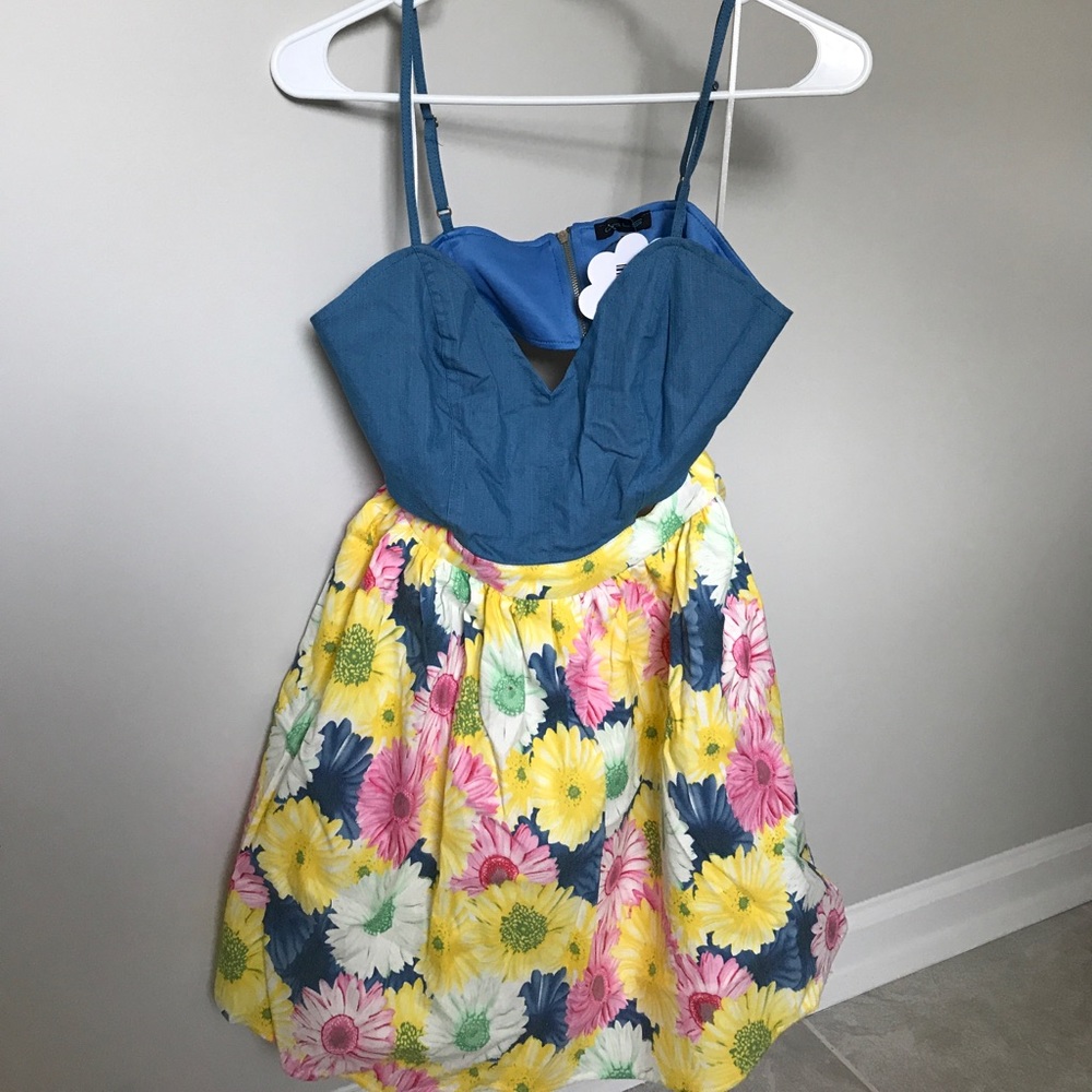Yellow floral/Jean dress! NWT!