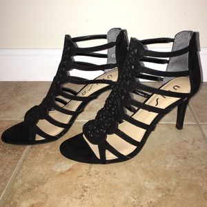 Unisa black caged heels